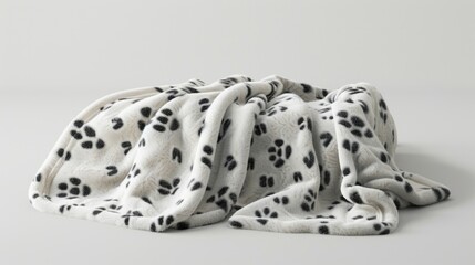 Blank mockup of a soft and cuddly pet blanket featuring a e paw print pattern.