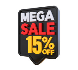 15 Percent Mega Sale Off 3D Render
