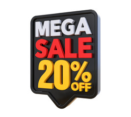 20 Percent Mega Sale Off 3D Render