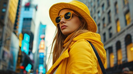 New Yorker woman in yellow 