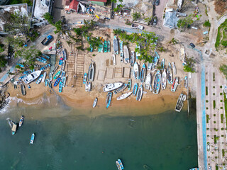 Top-Down View of Manzanillo Beach and Fisherman's Walk After Otis