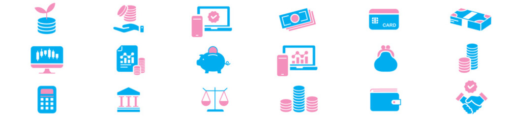 finance money cash editable stroke icons collection vector 