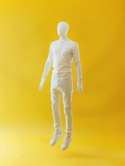 selfish word and a head man records floating vertically with depth of field in a white background bright photographic cinematic  with yellow backgroun - obrazy, fototapety, plakaty