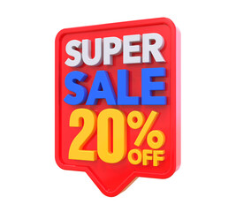 20 Percent Super Sale Off 3D Render