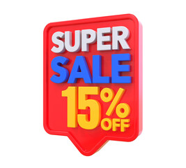 15 Percent Super Sale Off 3D Render