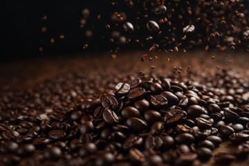 coffee beans with black background for banner