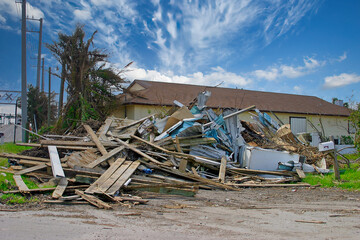 Fototapeta na wymiar Damage from Hurricane Marie in central Florida