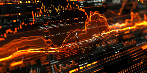 stock market charts on the computer screen, generative AI