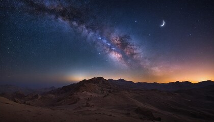 Universe Space of Galaxy: An Islamic Background with Starry Night for Eid al Adha