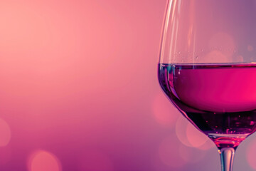 Elegant Glass of Rosé Wine Against Soft Pink Bokeh Background for Romantic Evenings