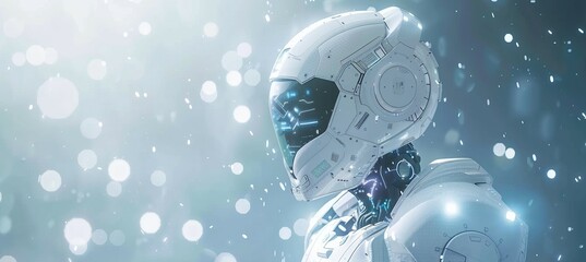 Cyborg futuristic robot. Generative AI technology.	
