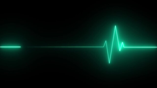 neon symbol design sign amazing cool, colorful abstract background looped motion 4K. Heart rate monitor electrocardiogram beautiful bright glowing design looping on black background.
