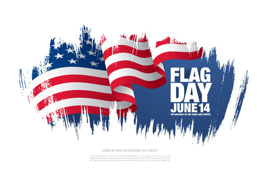 Flag day. Waving flag of the United States vector graphic design