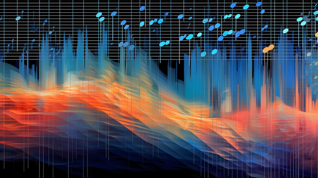 Digital technology music gradient movement note abstract poster web page PPT background