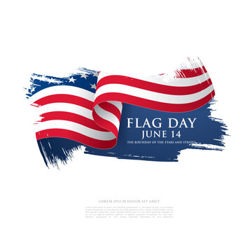 Flag day. Waving flag of the United States vector graphic design