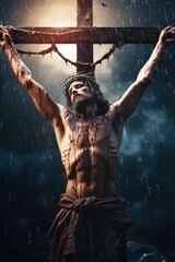 Jesus on the cross - obrazy, fototapety, plakaty