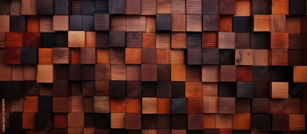 Aufkleber a textured wooden wall displaying a multitude of colors and shades of wood, creating a vibrant and u