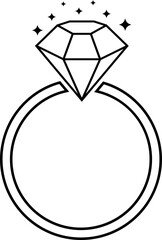 Diamond engagement ring icon . Ring with gemstone. Ring Diamond Engagement. Wedding ring with diamond icon isolated vector illustration
