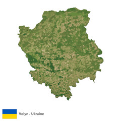 Obraz premium Volyn, Oblasts of Ukraine Topographic Map (EPS)