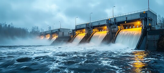 Dam system for renewable electricity power supply. Generative AI technology.	

