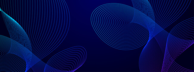 Purple violet green and blue vector abstract line modern tech on neon background. Modern smooth wavy lines. Futuristic concept. Suit for banner, brochure, cover, website, corporate, flyer