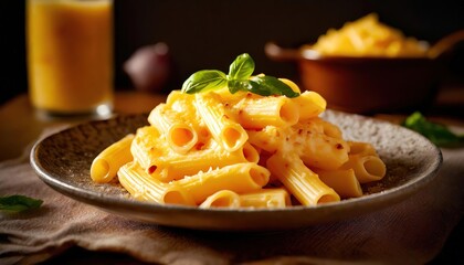 Homemade Creamy Cheddar Macaroni and Cheese on a Plate
