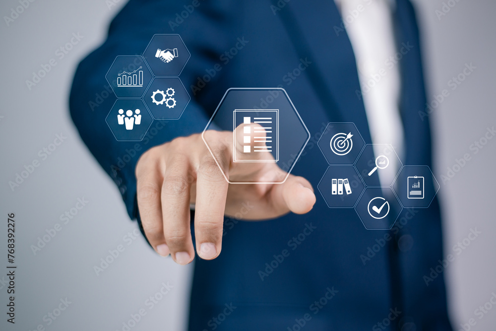 Poster control and business processes management concept. efficient operation and increased profits. busine