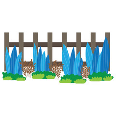 Fence with floral bushes illustration