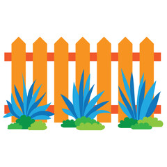 Fence with floral bushes illustration