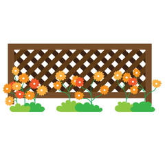 Fence with floral bushes illustration