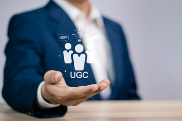 UGC, User generated content concept. Online marketing, Product reviews from the perspective of real...