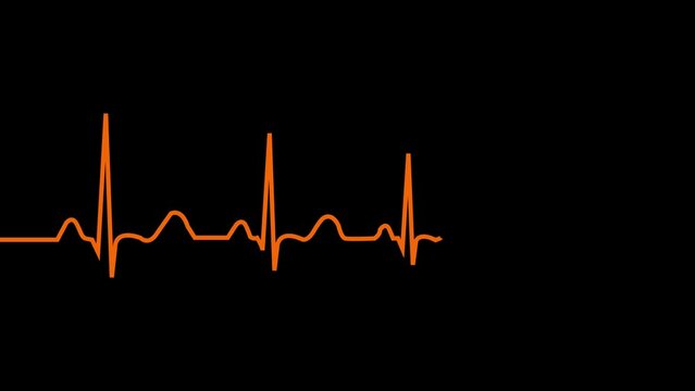 Heartbeat rate animation. Pulse footage. Heart beat  Pulsing beat animation. Cardio wave monitor. chart. animation Single solid line art cardiogram anatomical human heart silhouette. Healthy medicine 