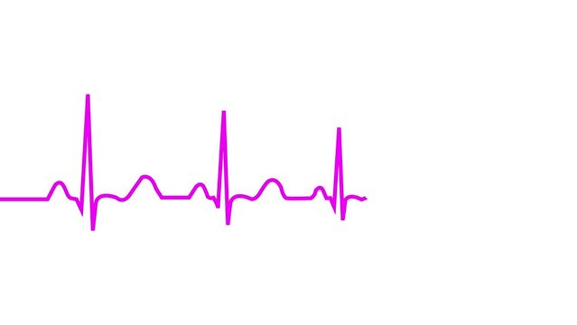 Heartbeat rate animation. Pulse footage. Heart beat video animation. Cardio wave monitor. EKG chart. animation Single solid line art cardiogram anatomical human heart silhouette. Healthy medicine
