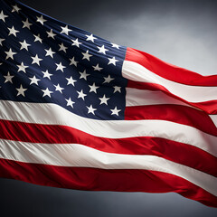 Obraz premium American flag waving in the wind. United States of America flag background.
