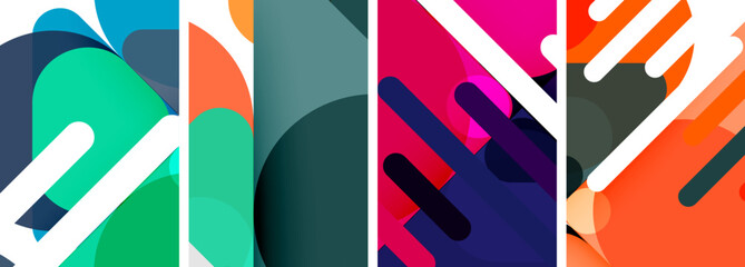 Colorful bright geometric abstract compositions for wallpaper, business card, cover, poster, banner, brochure, header, website