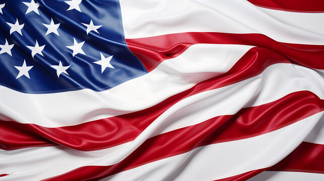 American flag waving in the wind. United States of America flag background.