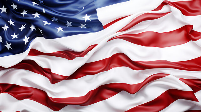 American flag waving in the wind. United States of America flag background.