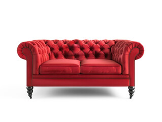 Sofa red 3D, photorealistic, on transparency background PNG
