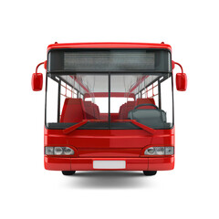 Bus red Isolated front view on transparency background PNG
 - obrazy, fototapety, plakaty