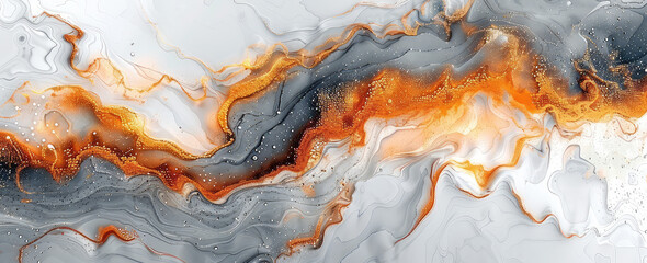 Abstract marble pattern, swirling orange and grey, fluid shapes. Created with Ai