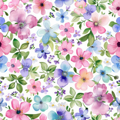 Sweet flower watercolor seamless pattern. Soft pastel colors water color seamless pattern for beauty products or other.