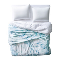 white pillows on a white bed  transparent background, clipping path, png,