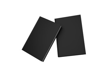 	
two black blank book on transparent background, for your book mockup purposes, 3d rendering	
