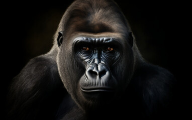 Portrait of a Western Lowland Gorilla in the rainforest - obrazy, fototapety, plakaty