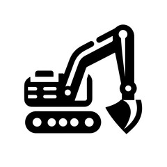excavator as a simple icon logo vector illustration, isolated on transparent background