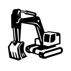 excavator as a simple icon logo vector illustration, isolated on transparent background