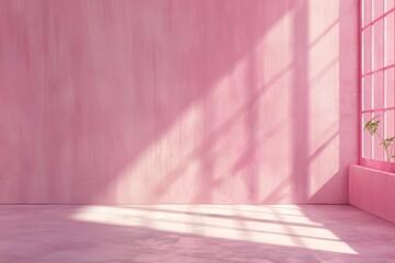 Abstract background with shadows on the wall in pink color