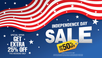 independence day sale banner vector graphic design - obrazy, fototapety, plakaty