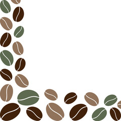 Abstract Corner frame of mixed coffee beans various size and color trendy green and brown Copyspace
