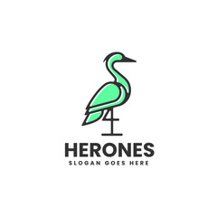 Vector Logo Illustration Heron Simple Mascot Style